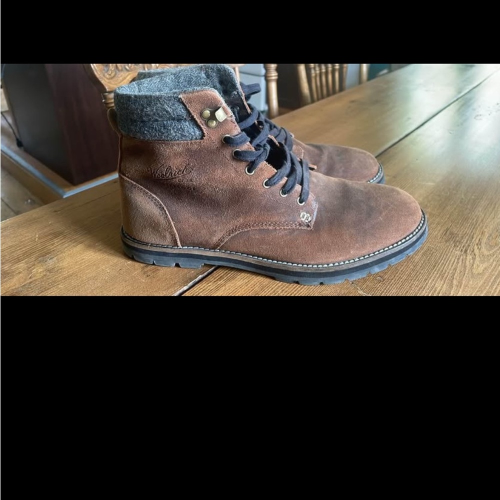 Woolrich Dark Brown Leather Boots with Gray Accents